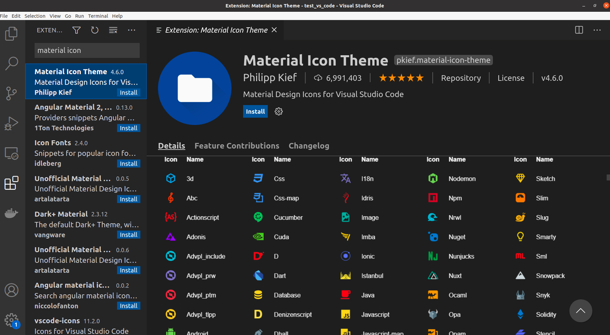 VS code material icons